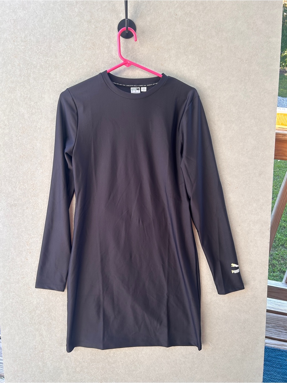 Puma Black Long Sleeve Dress open back new with tags Womens size Large #498